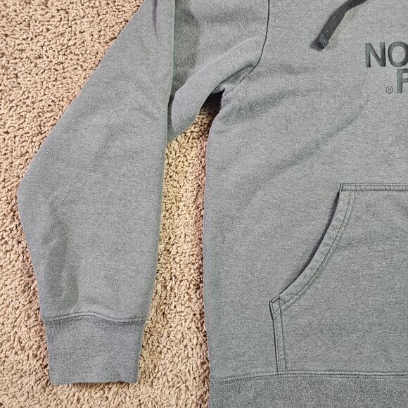 The North Face Mens Gray Pullover Hoodie Sweatshirt Size M Logo Fleece Cotton - Picture 5 of 14